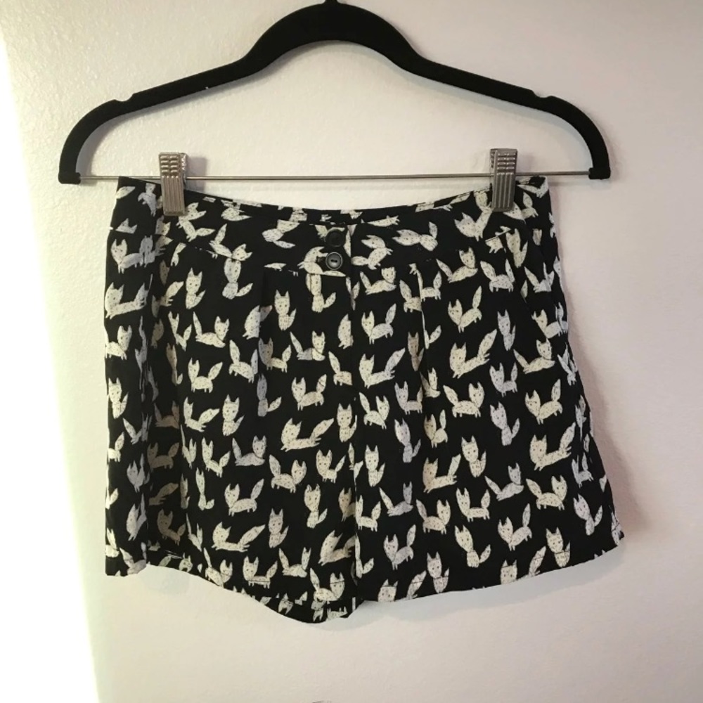Black Shorts with Ivory Animals